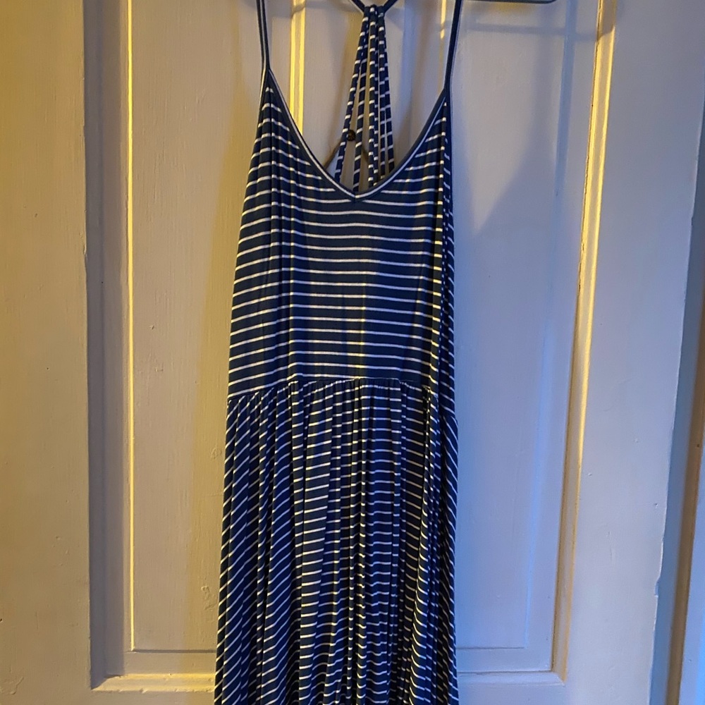 Flowy Navy and Striped Summer Dress